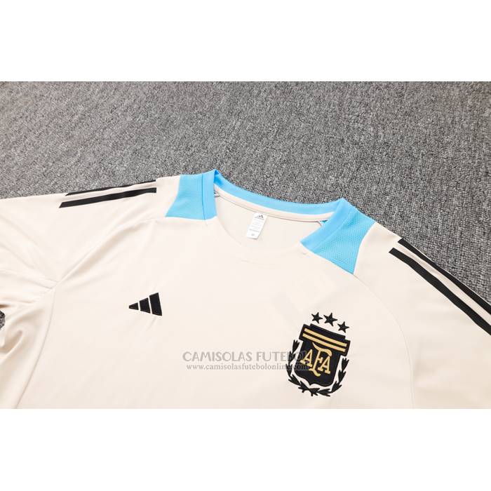Fato de Treino Argentina Manga Curta 2024-2025 Amarelo - Calcas Curta